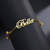 Script Name Bracelet with Bell Charms