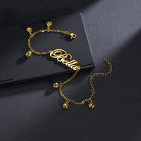 Script Name Bracelet with Bell Charms