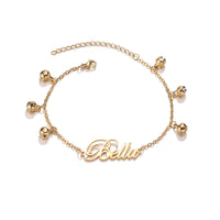 Script Name Bracelet with Bell Charms