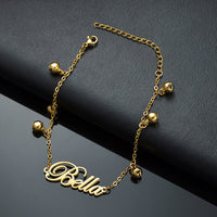 Script Name Bracelet with Bell Charms