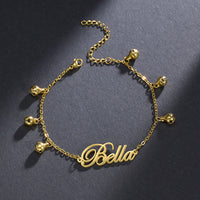Script Name Bracelet with Bell Charms