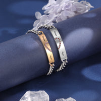 Engraved Couple Name Bar Bracelets with Birthstones