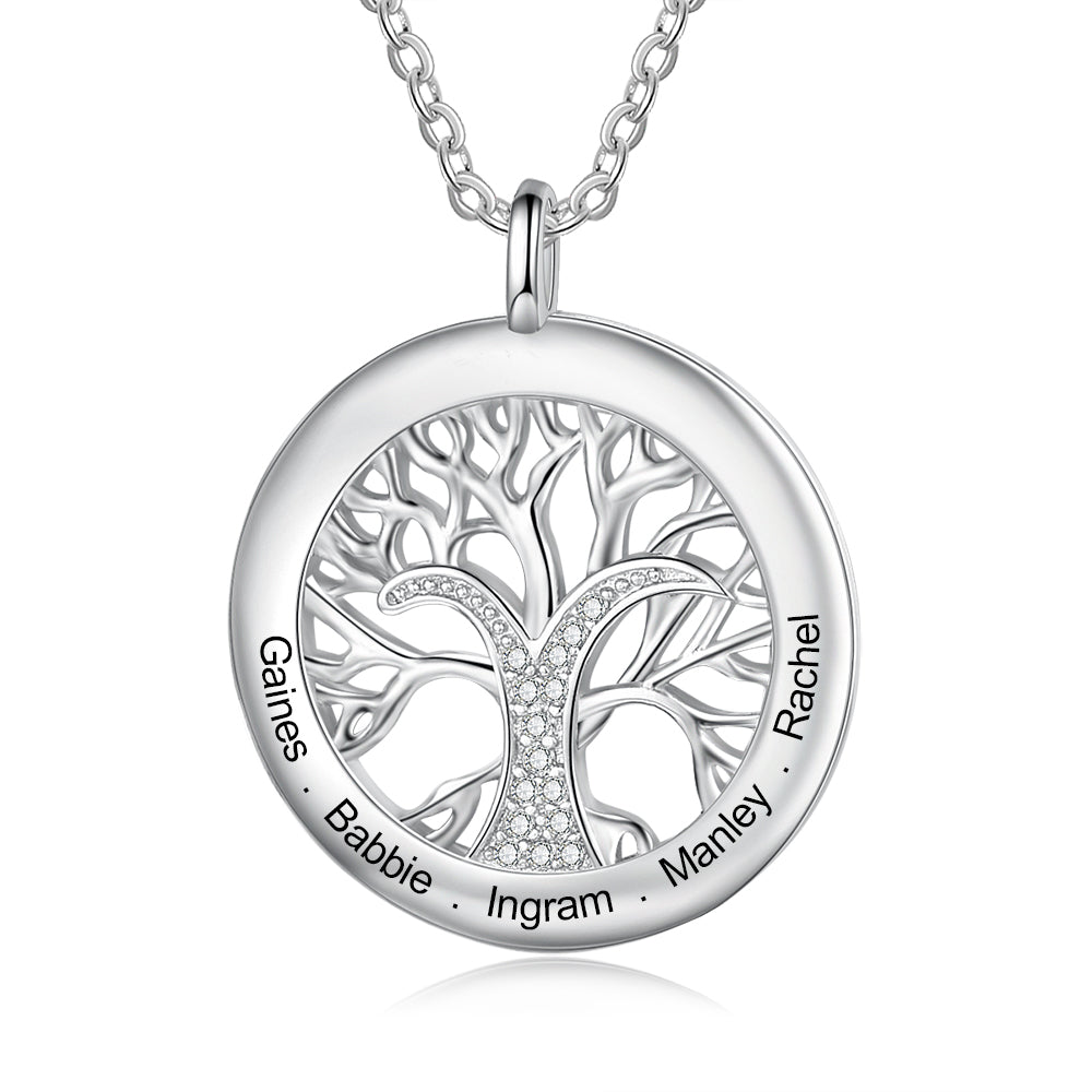 Engraved Family Tree Name Necklace