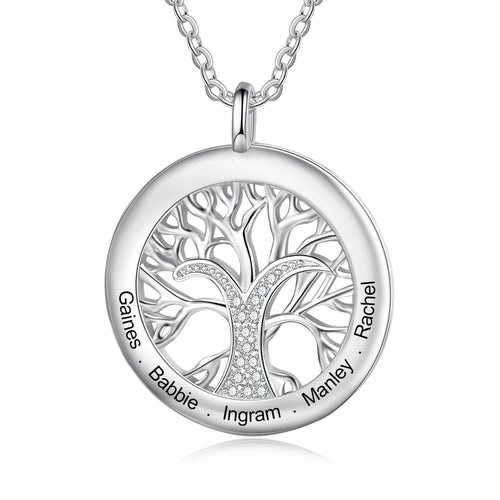 Engraved Family Tree Name Necklace