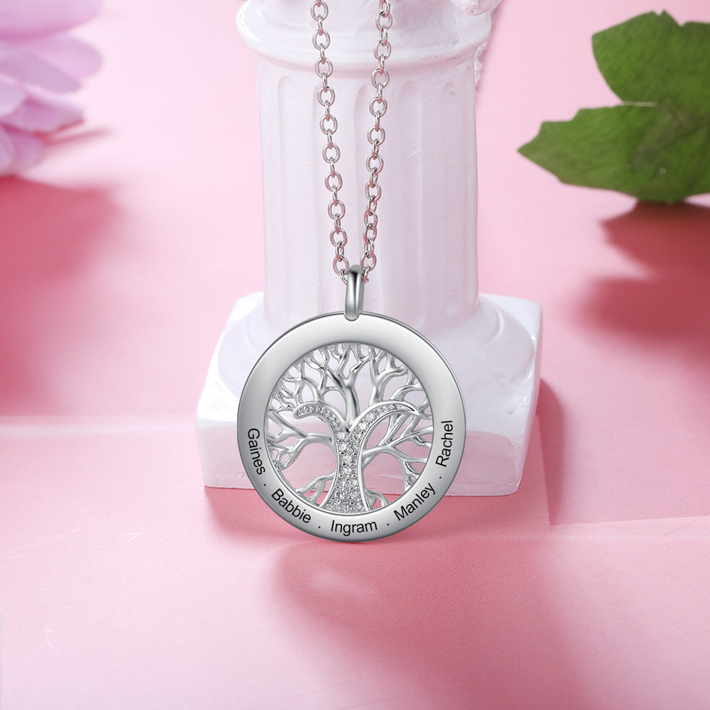Engraved Family Tree Name Necklace