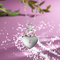 Heart Padlock Photo Locket Necklace