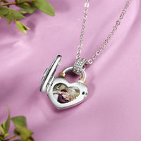Heart Padlock Photo Locket Necklace