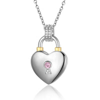 Heart Padlock Photo Locket Necklace