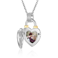 Heart Padlock Photo Locket Necklace