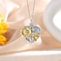 Sunflower Heart Photo Locket Necklace