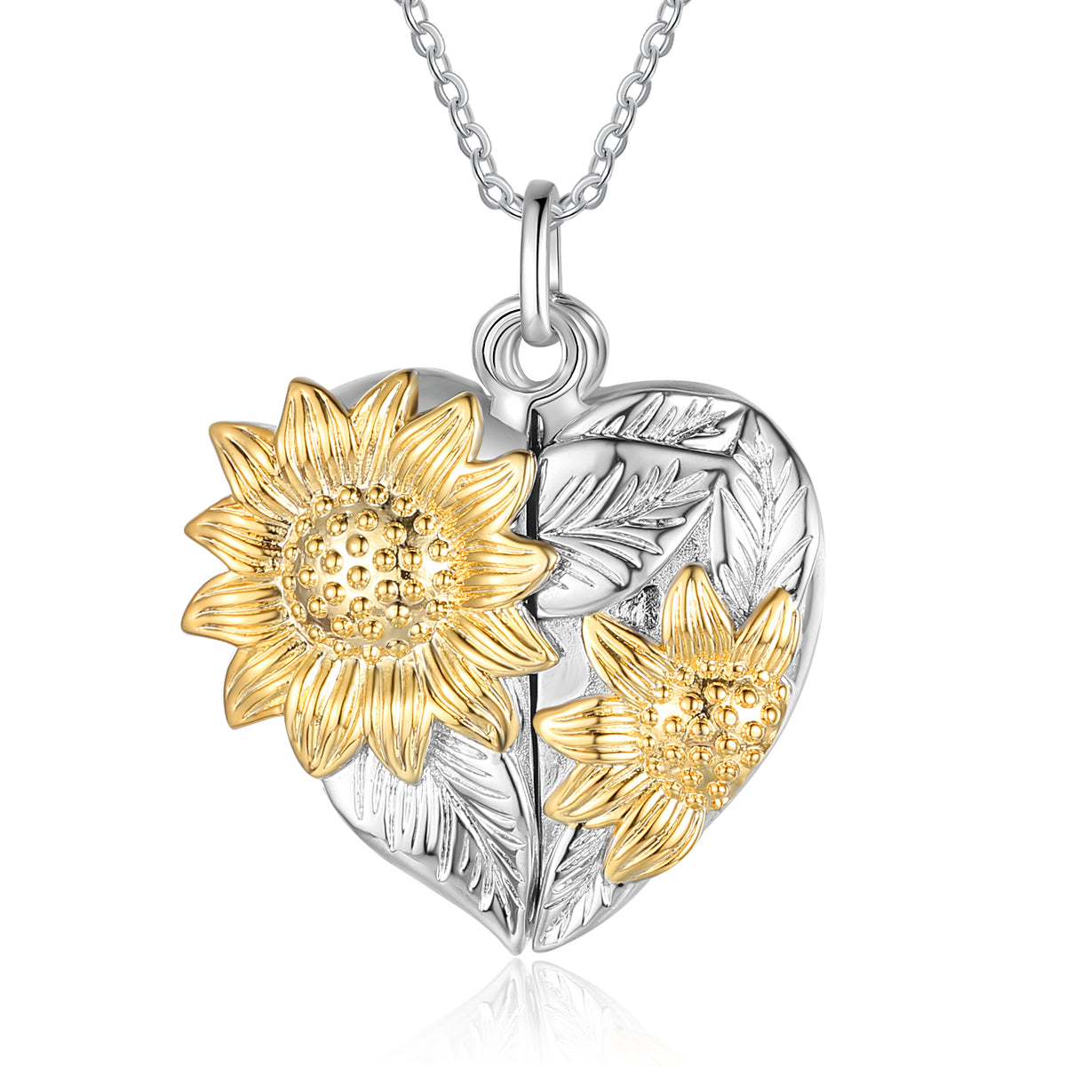 Sunflower Heart Photo Locket Necklace