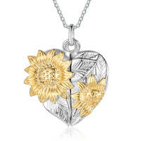 Sunflower Heart Photo Locket Necklace