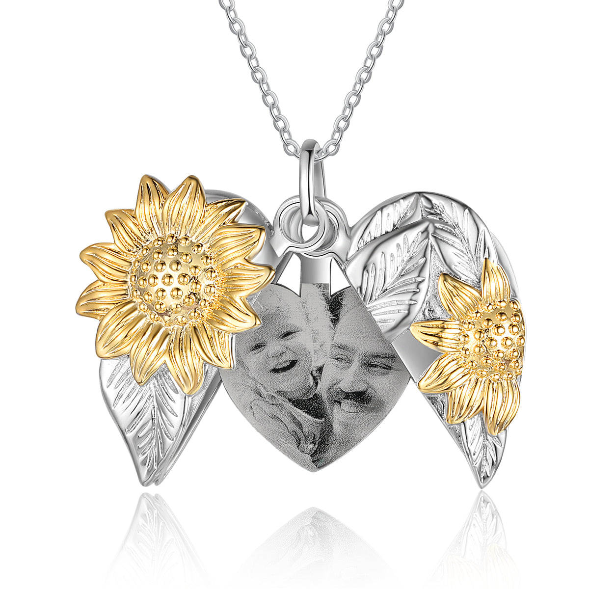 Sunflower Heart Photo Locket Necklace