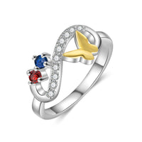 Butterfly Infinity Two Birthstone Ring