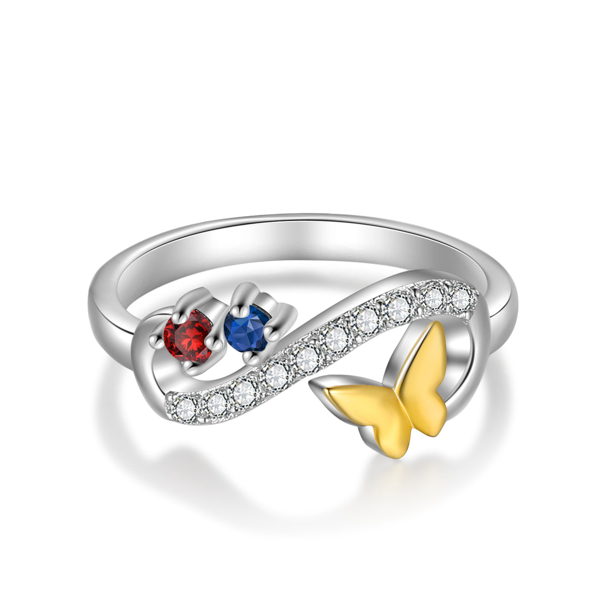 Butterfly Infinity Two Birthstone Ring