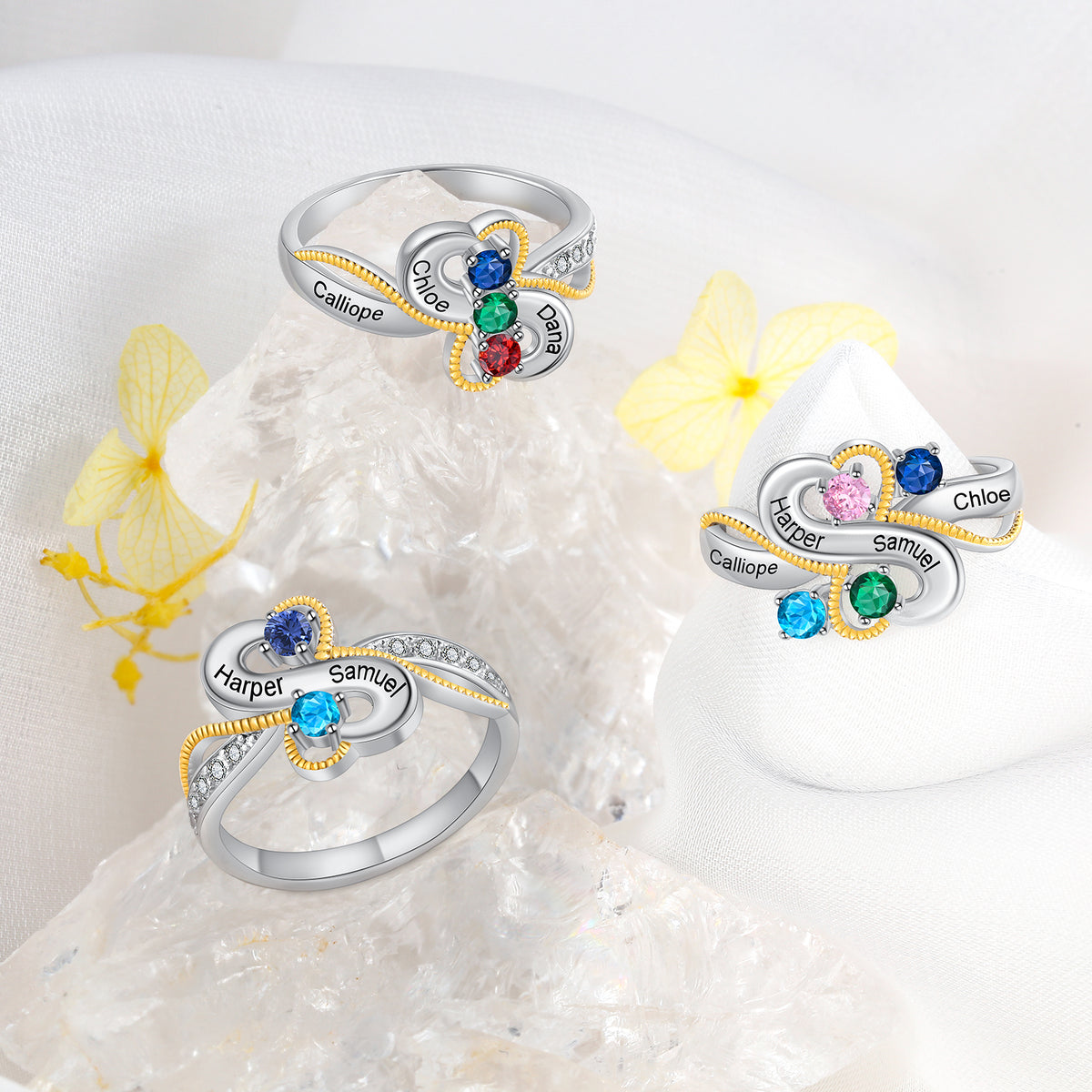 Personalized Rhodium Plated Infinity Ring