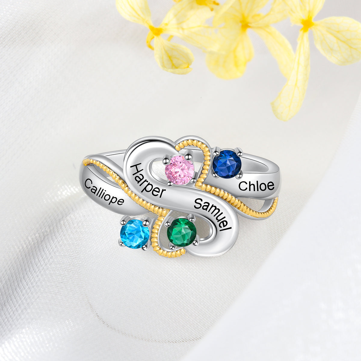 Personalized Rhodium Plated Infinity Ring