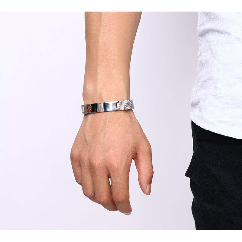 Men's Engraved Medical ID Link Bracelet