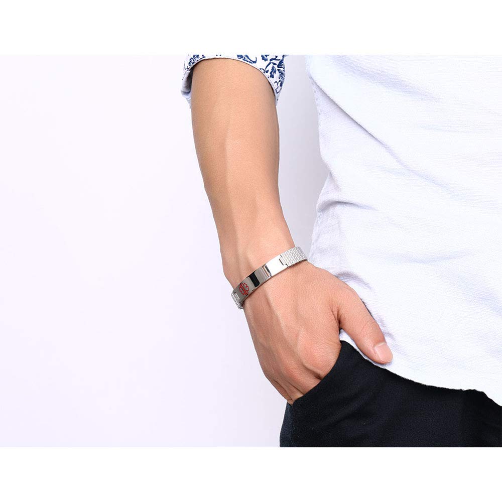Men's Engraved Medical ID Link Bracelet