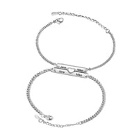 Engraved Heart Bar Couple Bracelet Set