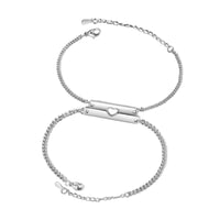 Engraved Heart Bar Couple Bracelet Set