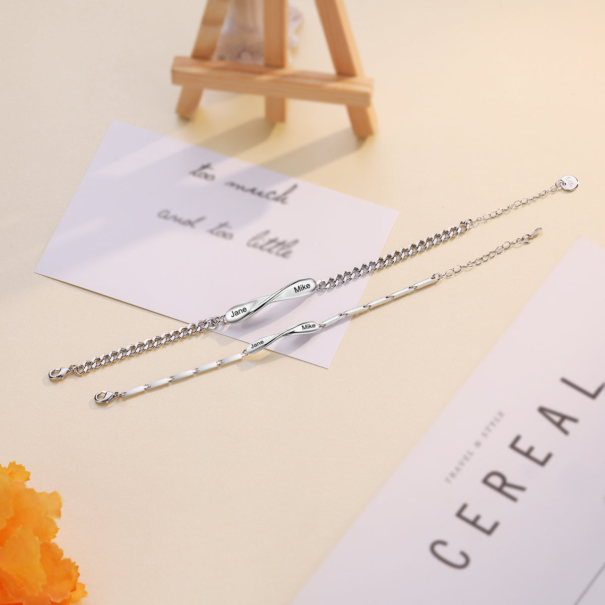 Engraved Infinity Couple Bracelet Set