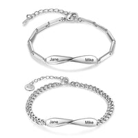 Engraved Infinity Couple Bracelet Set