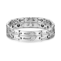 Engraved Name Link Couple Bracelet Set