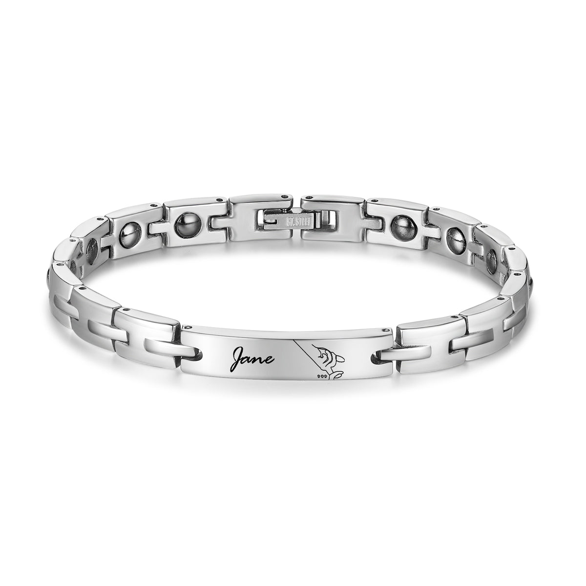 Engraved Name Link Couple Bracelet Set