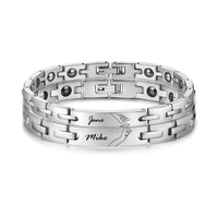 Engraved Name Link Couple Bracelet Set