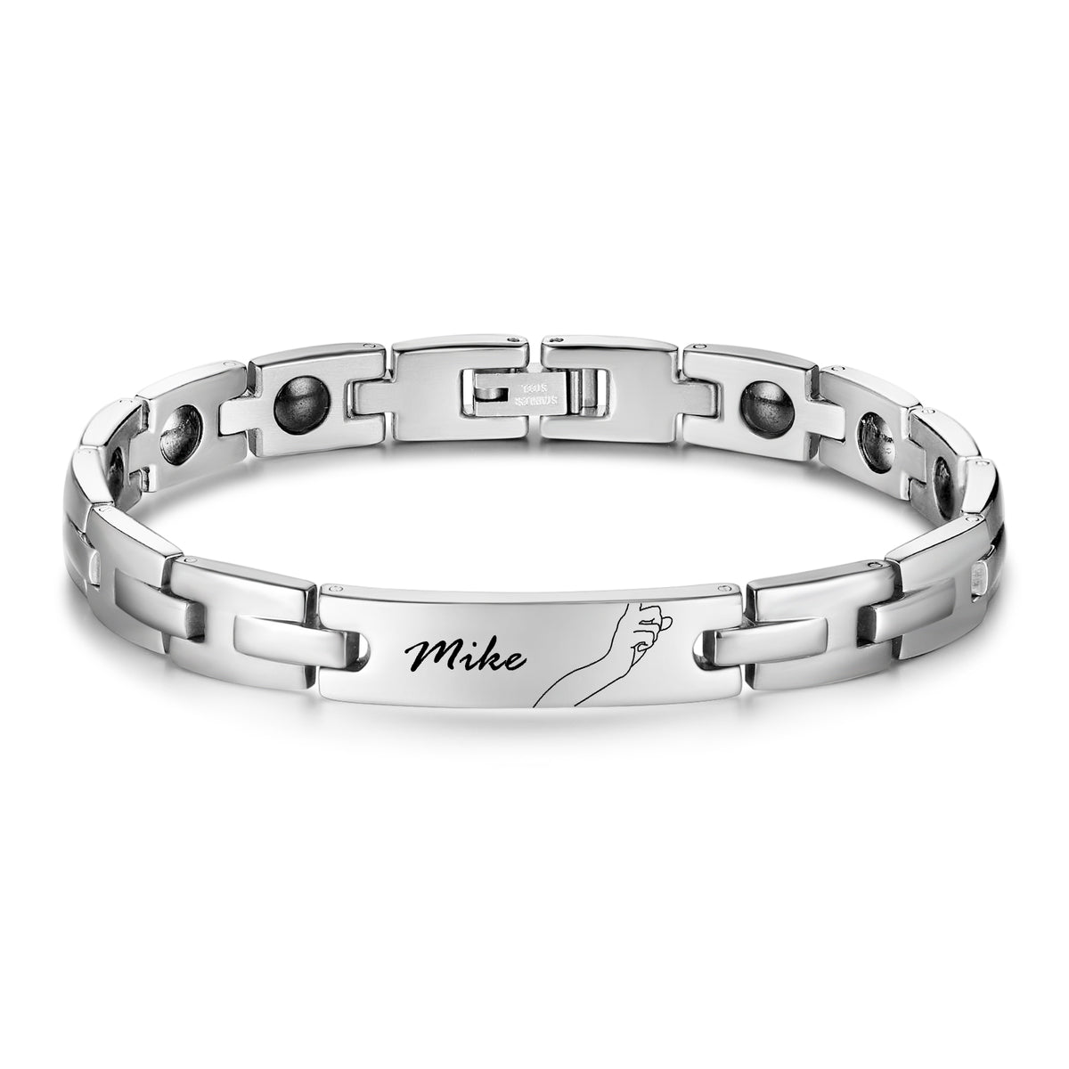 Engraved Name Link Couple Bracelet Set