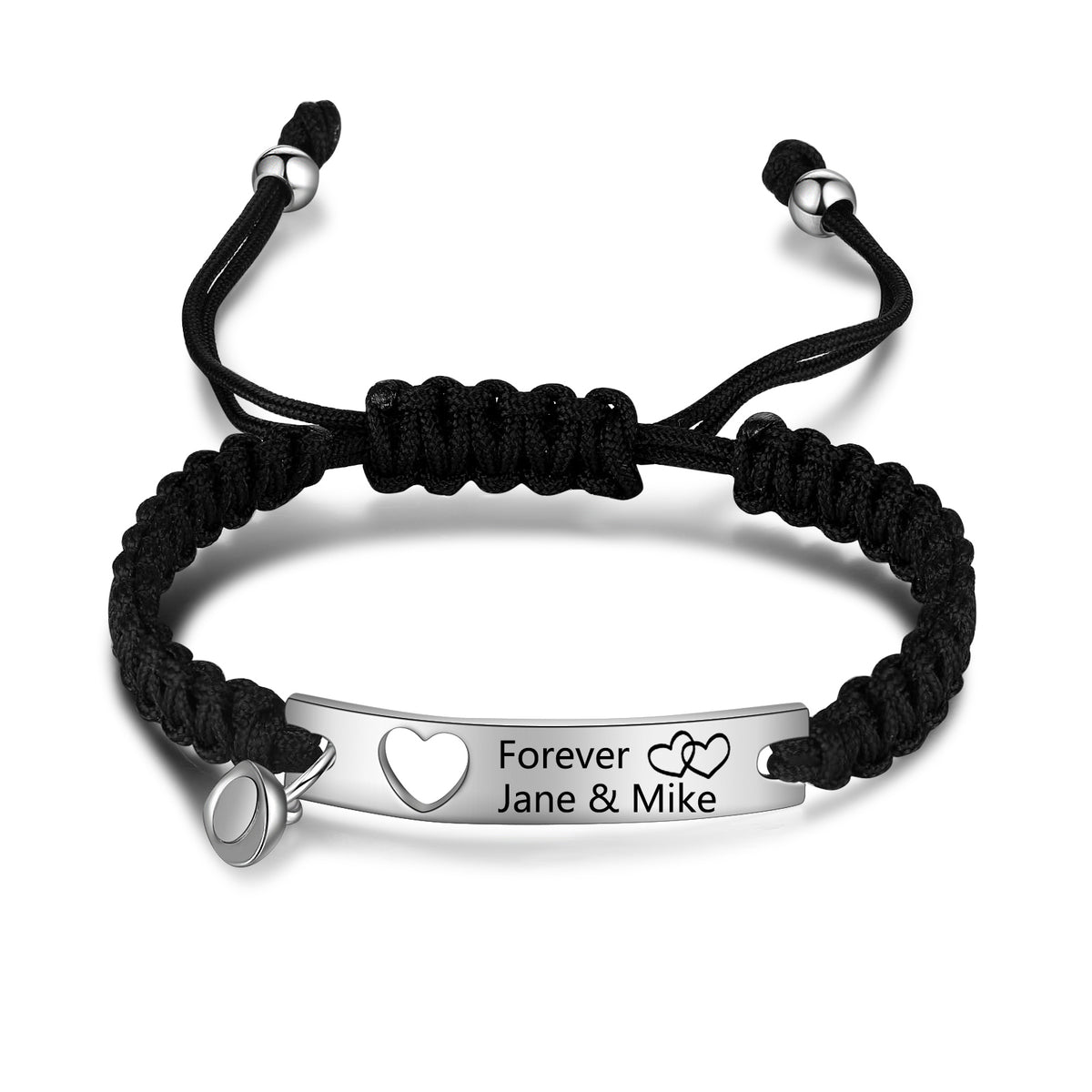 Braided Rope Engraved Couple Bracelet Set