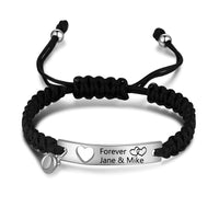 Braided Rope Engraved Couple Bracelet Set