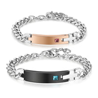 Engraved Name Plate Couple Bracelet Set
