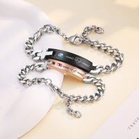 Engraved Name Plate Couple Bracelet Set