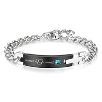 Engraved Name Plate Couple Bracelet Set