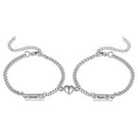 Magnetic Heart Engraved Name Couple Bracelets