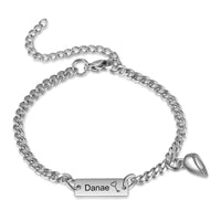 Magnetic Heart Engraved Name Couple Bracelets