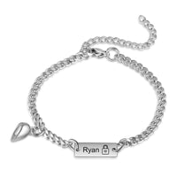 Magnetic Heart Engraved Name Couple Bracelets