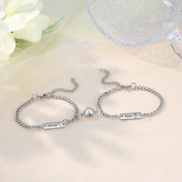 Magnetic Heart Engraved Name Couple Bracelets