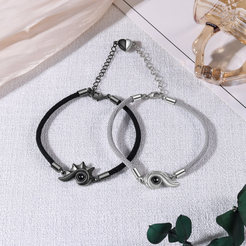 Magnetic Heart Photo Projection Couple Bracelets