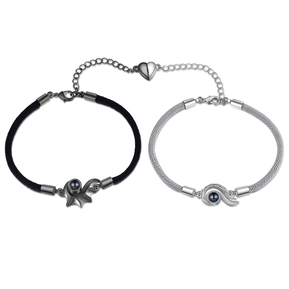 Magnetic Heart Photo Projection Couple Bracelets