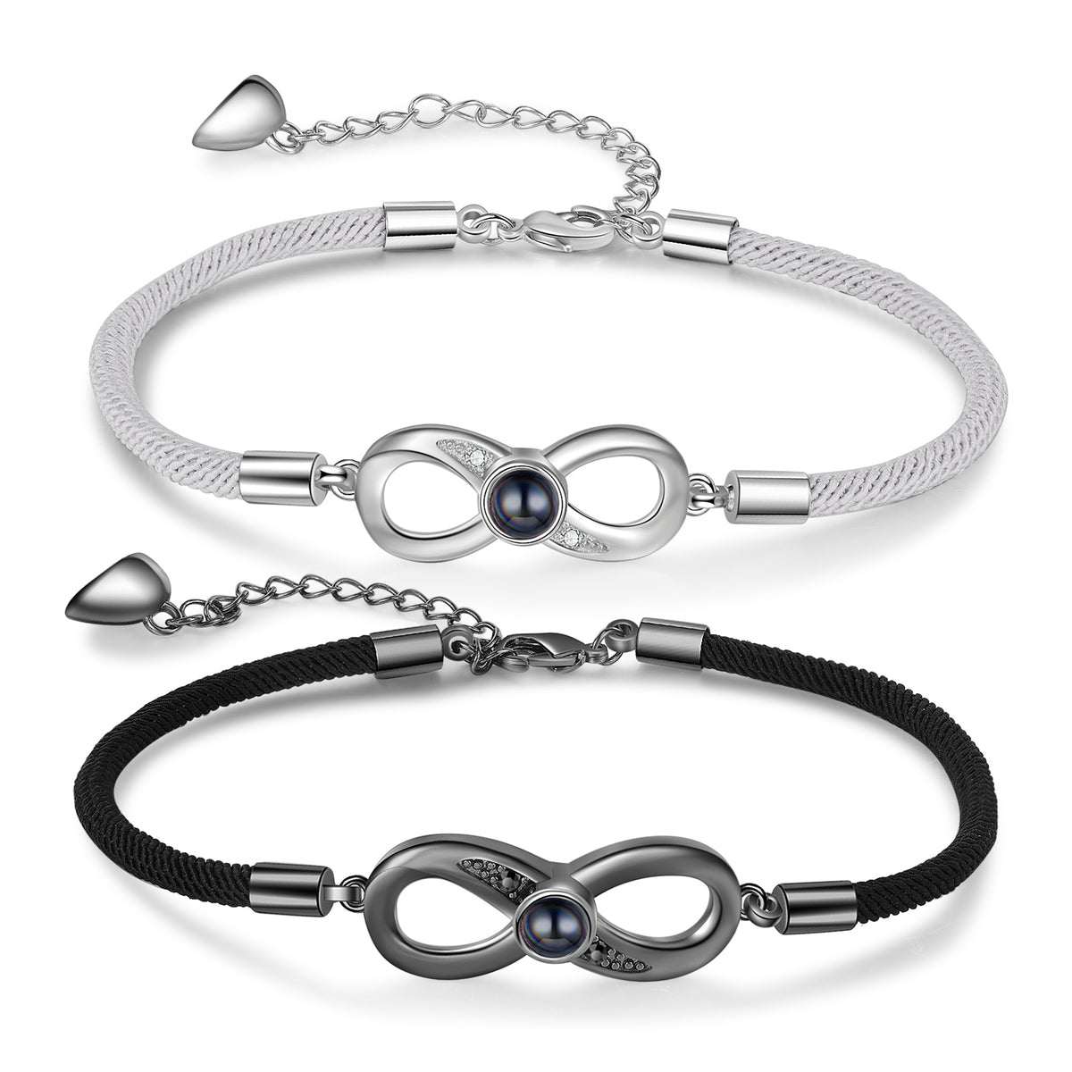 Infinity Photo Projection Couple Bracelet