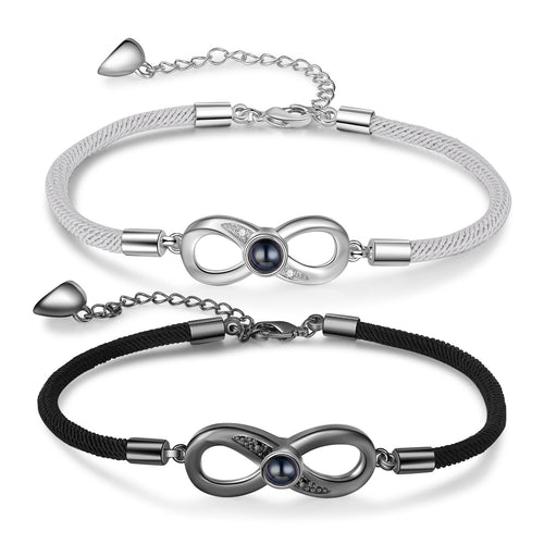 Infinity Photo Projection Couple Bracelet