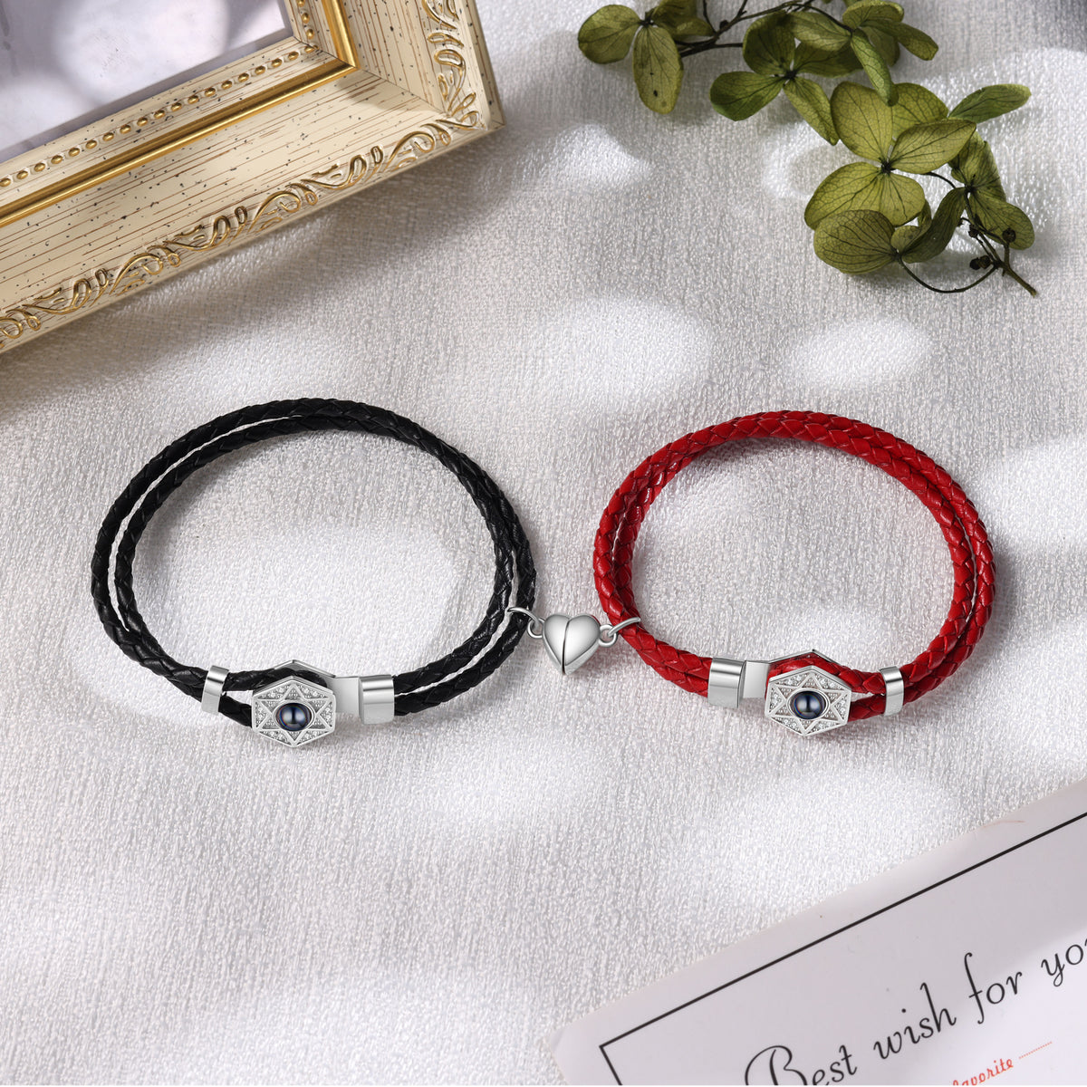 Hexagon Star Photo Projection Couple Bracelets