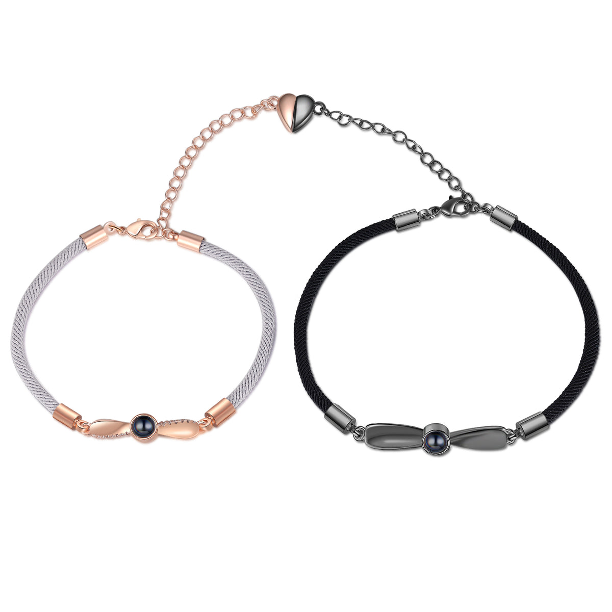Rose Gold and Black Photo Projection Couple Bracelets