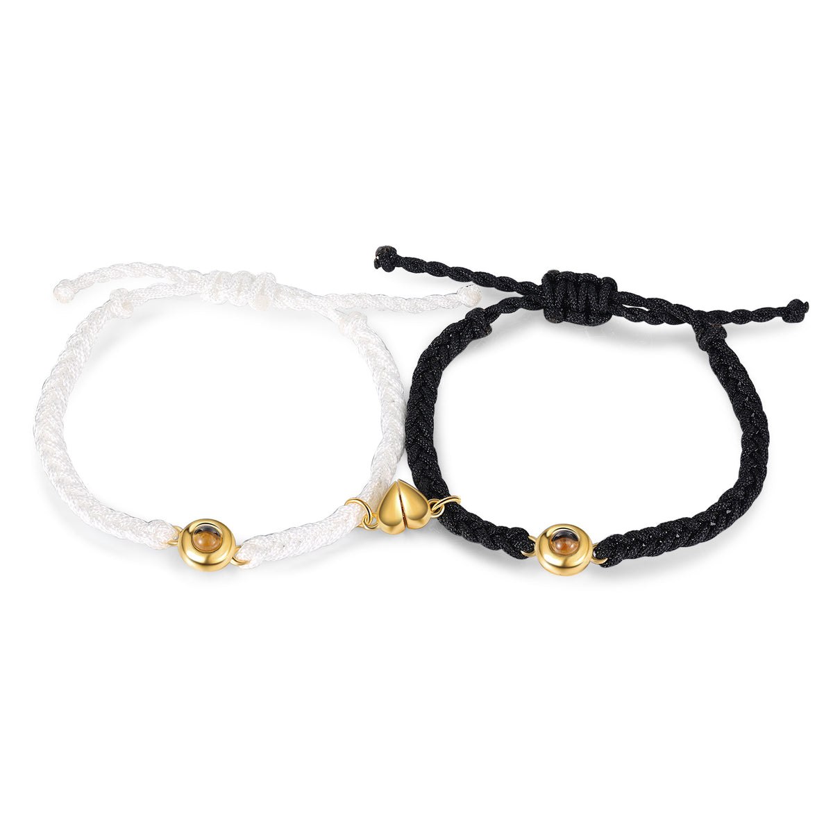 Magnetic Round Photo Projection Couple Bracelets