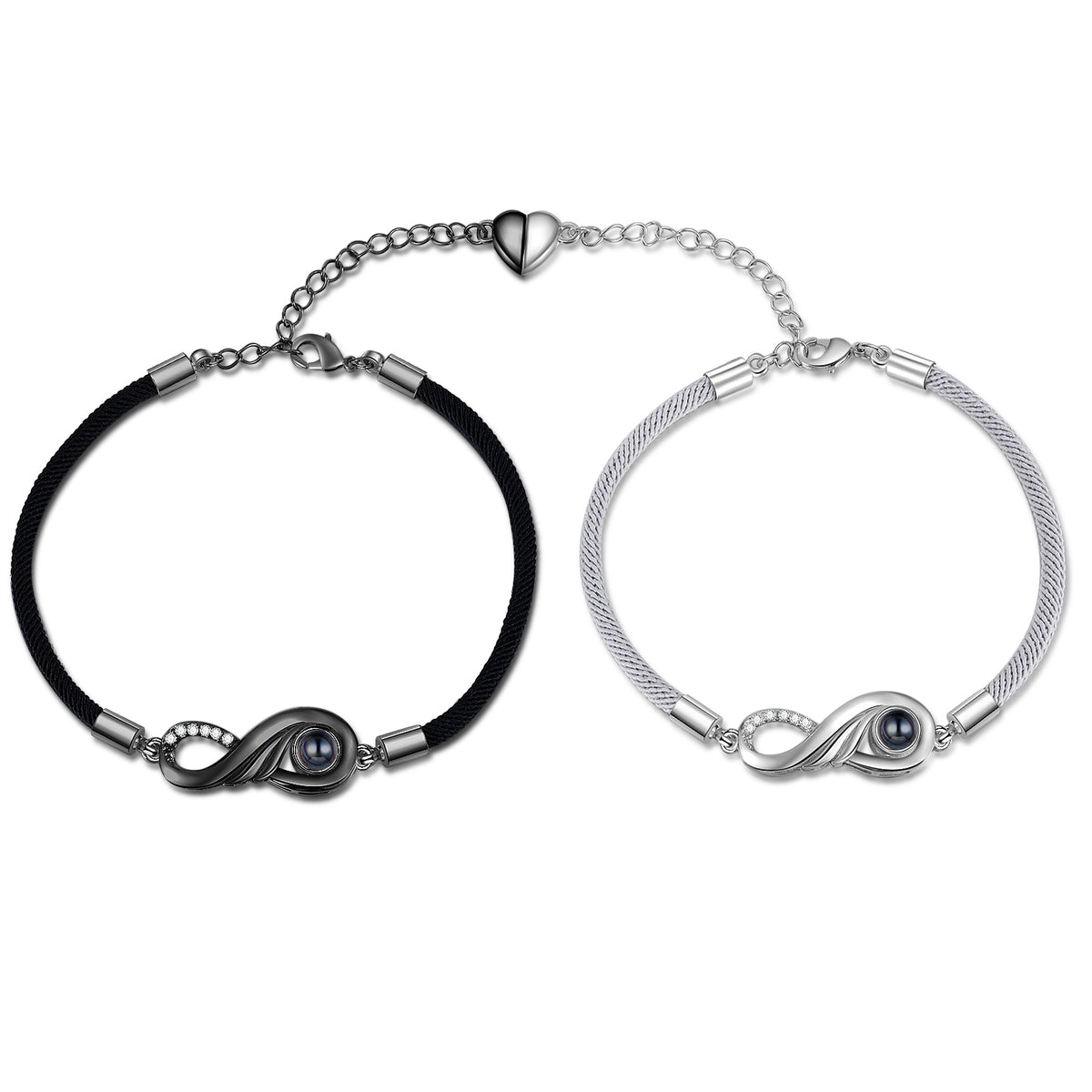 Infinity Photo Projection Couple Bracelet Set