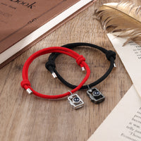 Red and Black Cord Photo Projection Couple Bracelets