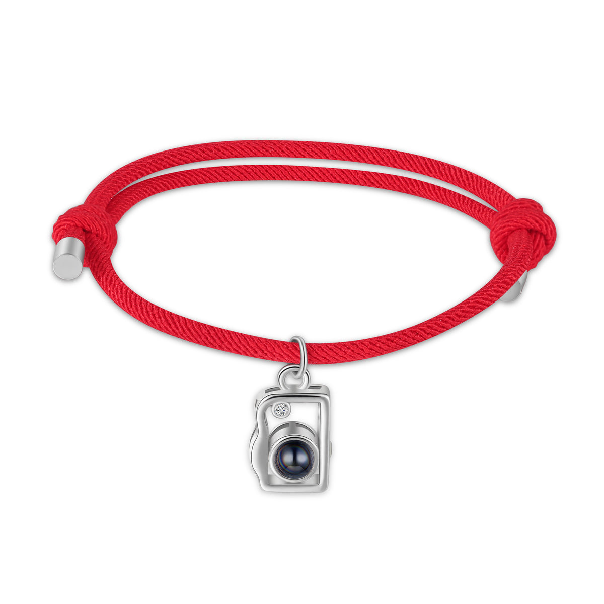 Red and Black Cord Photo Projection Couple Bracelets
